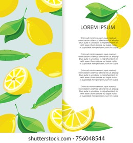 Citrus banner design - colorful lemons fruits banner template. Vector illustration