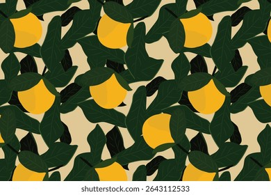 Citrus Bloom Green Charm  Tropical Vibe Lemon Fruit  Seamless Pattern For Packaging , branding, summer fruit projects  And  Fabric