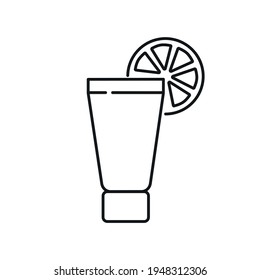 Citrus body cream linear icon. Natural cosmetics and Make up. Thin line customizable illustration. Contour symbol. Vector isolated outline drawing. Editable stroke