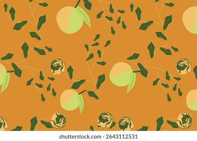 Citrus Charm Tropical Fusion Seamless Pattern  Botanical Touch For Natural Look And Feel Earthy Tones And Elegant Packaging , Poster  And Other Summer Fruit Projects 
