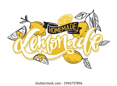 Citrus citron lemon pattern background. Lemonade art label. Cute hand drawn doodle summer pattern background. Fresh pattern art. T-shirt design label.