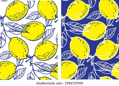 Citrus citron lemon pattern background. Lemonade art label. Cute hand drawn doodle summer pattern background. Fresh pattern art. T-shirt design label.