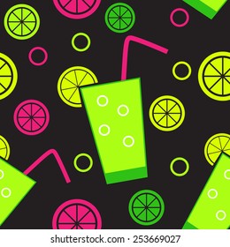 Citrus Cocktail Seamless Pattern Background Vector Illustration EPS10