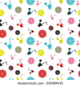 citrus Cocktail seamless pattern background vector illustration