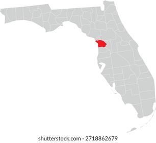 Citrus County no mapa do estado da Flórida vetor editável