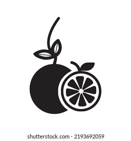 Citrus diet fruit orange icon | Black Vector illustration |