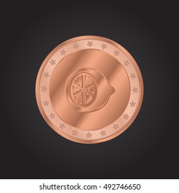 Citrus embossed realistic bronze coin precious Icon / Logo Design
