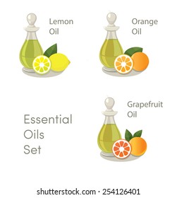 citrus essential oils vector illustrations set