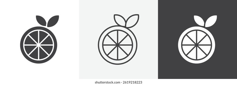 Citrus flat and liner vector icons set