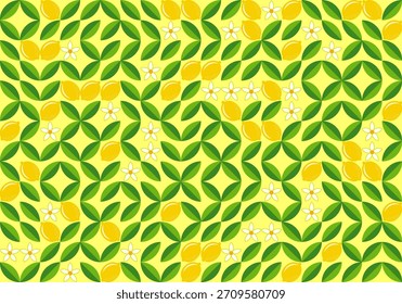 Citrus Floral Geometric Pattern, nahtloser Vektorhintergrund