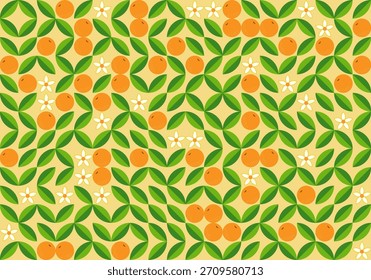Citrus Floral Geometric Pattern, nahtloser Vektorhintergrund