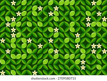 Citrus Floral Geometric Pattern, nahtloser Vektorhintergrund