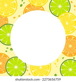 Citrus frame. Flat style. Vector illustration 