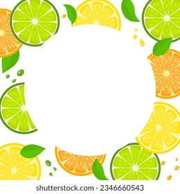 Citrus frame. Flat style. Vector illustration 