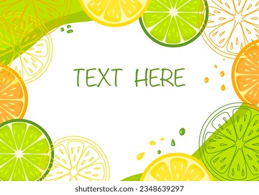 Citrus frame. Flat style. Vector illustration 