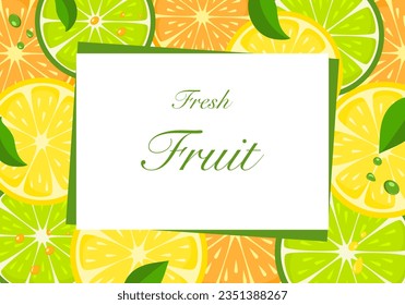 Citrus frame. Flat style. Vector illustration 