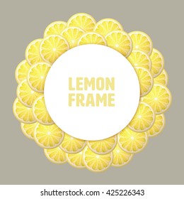 Citrus frame with lemon. Summer mood.