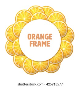 Citrus frame with orange. Summer mood.