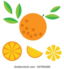 Citrus fresh fruit vector icon isolated on white background. Clementines. Orange.
