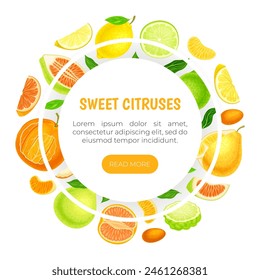 Citrus Fresh Juicy Bright Banner Design Vector Template