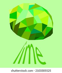 Ein Zitrusfrüchtebanner mit dem Namen Limette auf grünem Hintergrund und einer Unterschrift. Lebensmittelkonzept mit Vitaminen. Vektorgrafik.