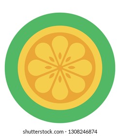Citrus fruit, bittersweet taste, flat icon.