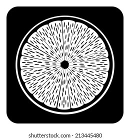 Citrus fruit button on white background. Vector illustration.