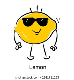 Citrus fruit, doodle icon of lemon 
