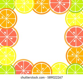 Citrus fruit frame. Vector illustration
