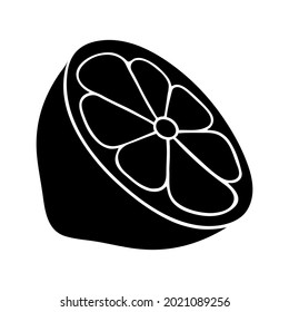 Citrus fruit half silhouette simple icon design. Vector illustration isolated on white.
