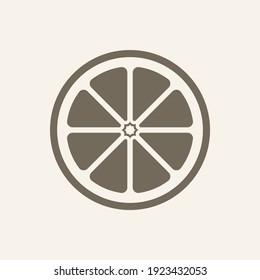 Diseño de silueta de icono del logotipo de media rebanada de cítricos. Simple y plana imagen de clip minimalista. Símbolo de seña para dieta saludable, nutrición, vitaminas, etc. pomelo naranja limón.