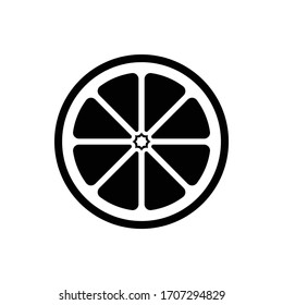 Citrus fruit half slice vector icon design illustration simple style. Black and white outline logo symbol for diet, health, nutrition.