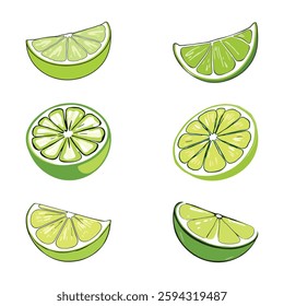 Citrus Fruit Halves Lime Segments Fresh Juice Ingredient Graphic Art