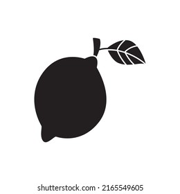 Citrus fruit icon in black flat glyph, filled style isolated on white background