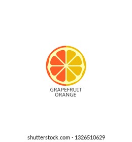 Citrus fruit icon. Orange and grapefruit slices symbol Vector illustration