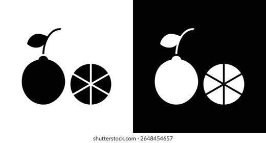 Citrus fruit icon symbol collection. Flat vector stock illustration.