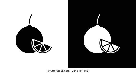 Citrus fruit icon symbol collection. Flat vector stock illustration.