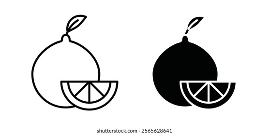 Citrus fruit icons in black and white colors