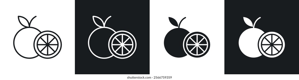 Citrus fruit icons in Thin line black color. flat simple vector symbols illustration.