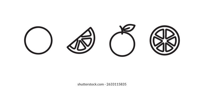 Citrus fruit icons with whole and sliced views Vector