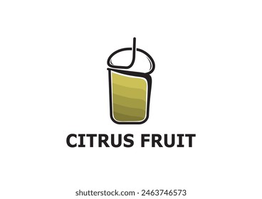 Citrus fruit juice cup vector icon logo design concept. Eps