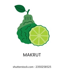 Citrus fruit Kaffir lime or kombava or makrut, line icon in vector to indicate on food packaging about the presence of this allergen.