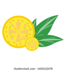 Citrus fruit with leaves, fresh and suitable to use as a drink icon
