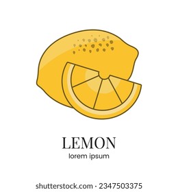 Citrus fruit lemon, line icon in vector to indicate on food packaging about the presence of this allergen.