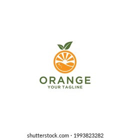 citrus fruit logo with orange juice inside the orange fruit