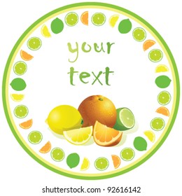 citrus fruit on the round background