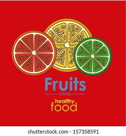 citrus fruit over red background vector illustration 