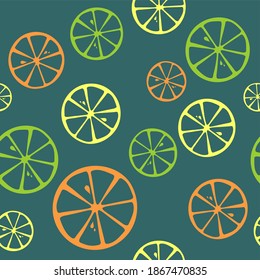 Citrus fruit pattern on a blue background.