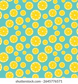 Citrus Fruit Repeating Pattern Vector Illustration.