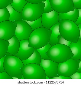 Citrus fruit seamless background. Vector illustration of realistic colored citrus limes, seamless pattern.